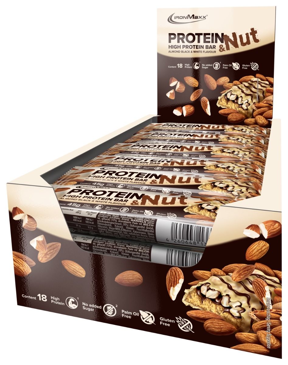 Protein & Nut (18x45g) - Almond Black White (MHD: 30.04.2023) 