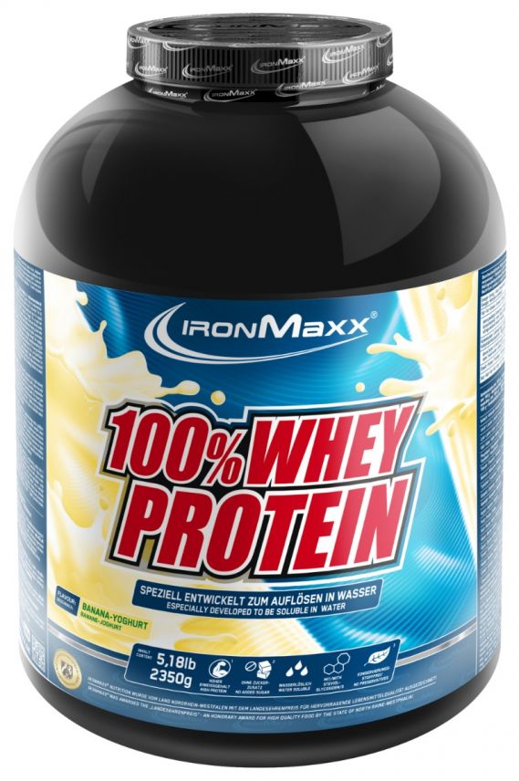 IronMaxx 100% Whey Protein Pulver Molke wasserlöslich, Geschmack Banane Joghurt, 2,35 kg Dose (1er Pack)