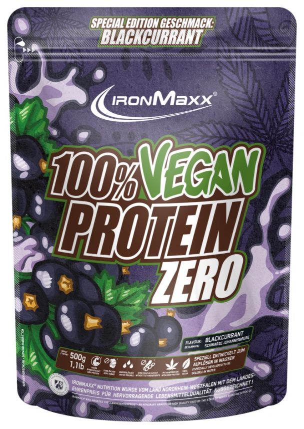 100% Vegan Protein Zero (500g) - Blackcurrant (MHD: 31.01.2024)