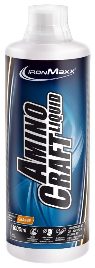 IronMaxx AminoCraft Liquid Hydrolisiertes Kollagen Vitamin B6, Geschmack Orange, 1000 ml Flasche (1er Pack)