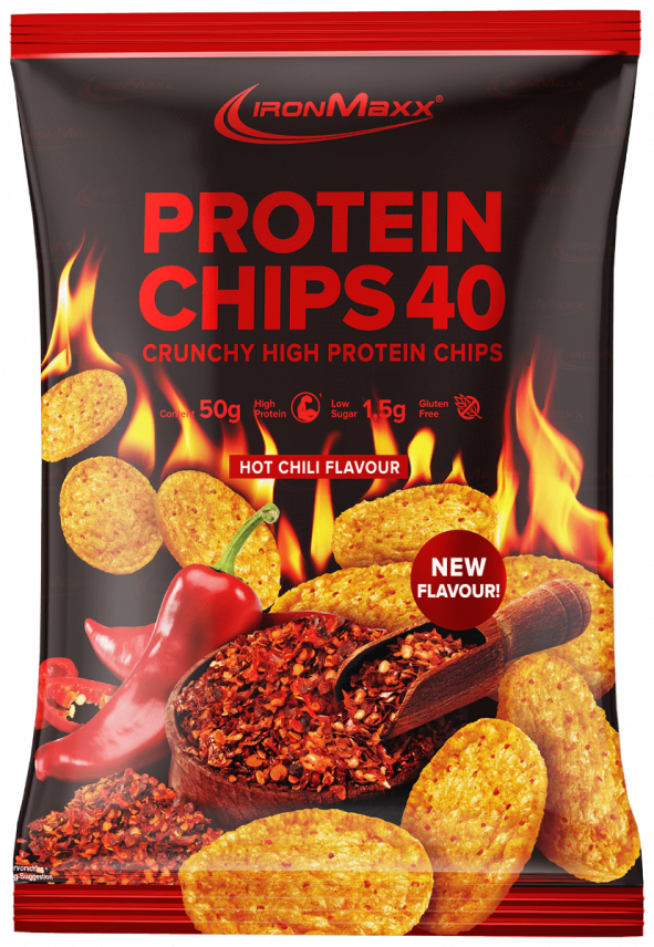 Protein Chips 40 (50g) - Hot Chili (MHD: 30.06.2024)