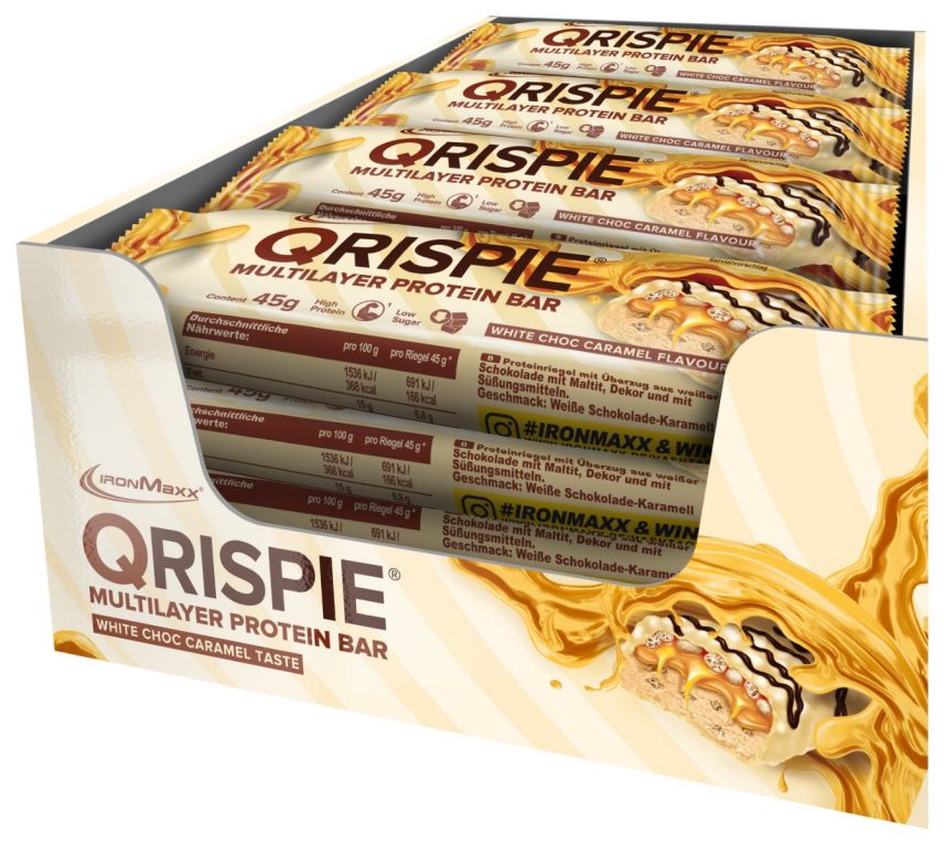 Qrispie® Protein Bar - White Choc Caramel (16x45g) 