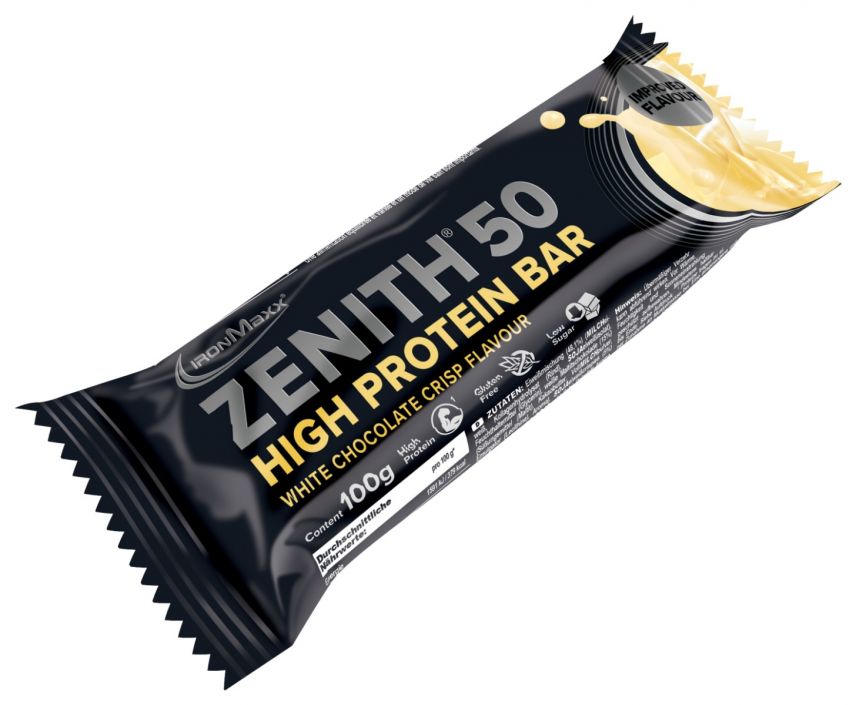 50% Zenith® Proteinriegel (100g) - Weiße Schokolade Crisp (MHD: 31.05.2023)