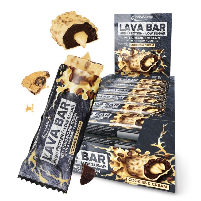 Lava Bar Protein Riegel (18x40g) - Cookies and Cream (MHD: 31.03.2024)