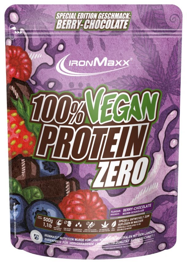 100% Vegan Protein Zero (500g) - Berry Chocolate (MHD: 31.01.2024) 