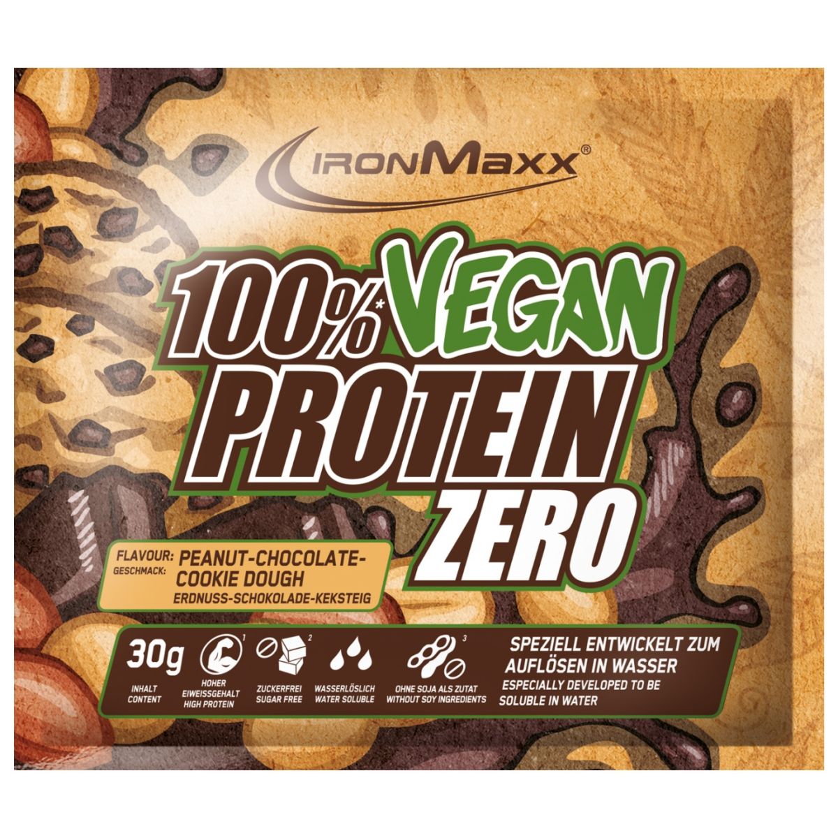 100% Vegan Protein Zero - 30g Probe - Peanut Chocolate Cookie Dough (MHD: 31.01.2025)